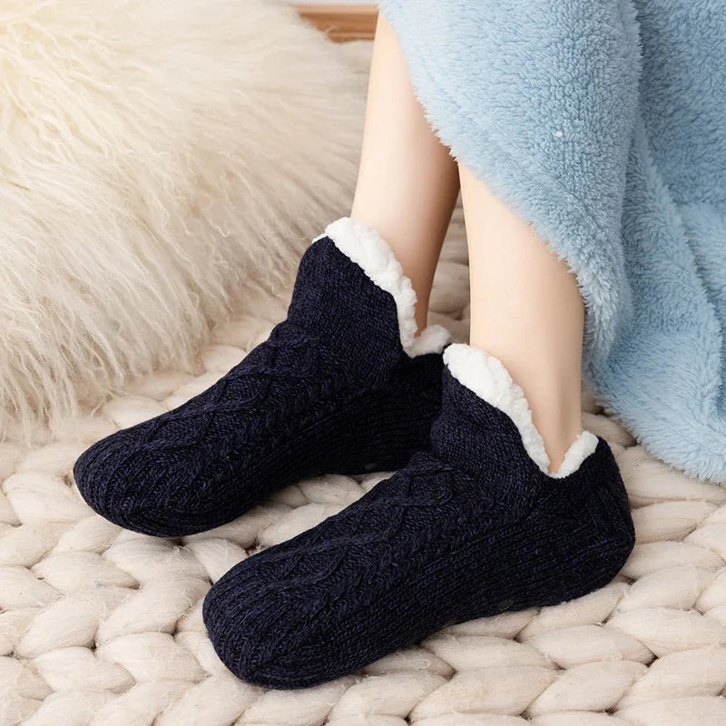 Fleece Slipper Socks Gray