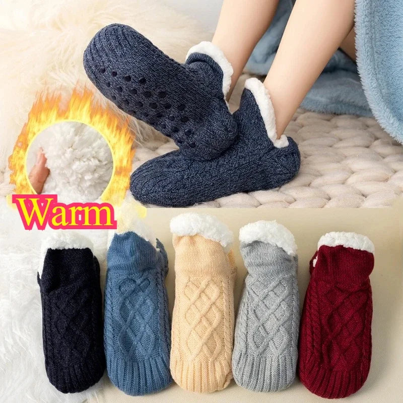 Fleece Slipper Socks Gray